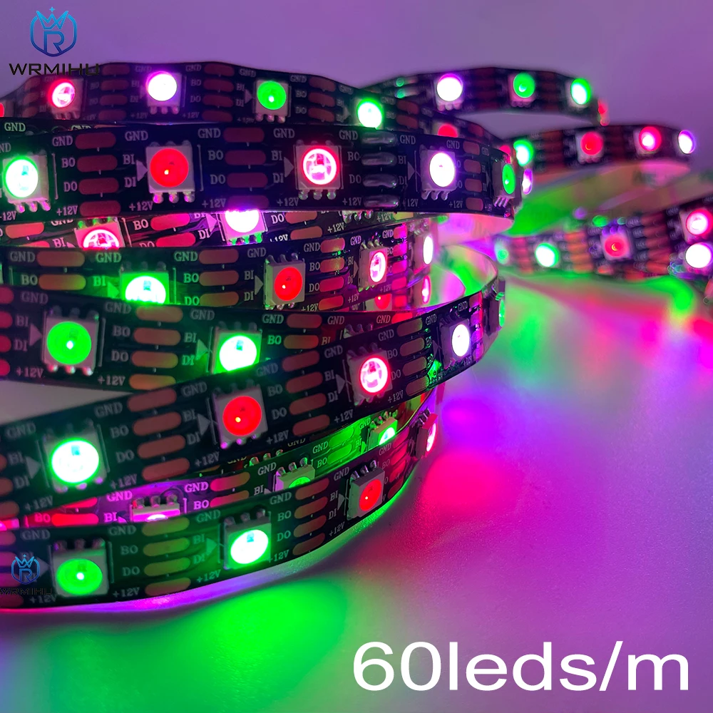 DC12V WS2815 5050RGB 5M/ม้วน30/60/144Leds/M สีดำ/สีขาว PCB IP30/IP65/IP67แอดเดรสแอดเดรสสมาร์ทพิกเซล Led Strip Light