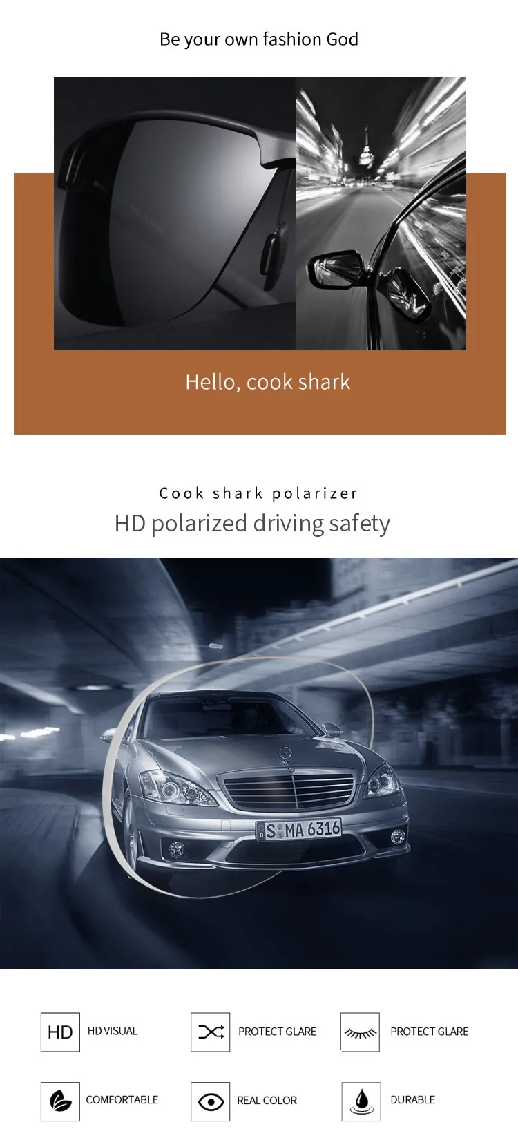 Kochen Shark Sonnenbrille männer Spezielle Gläser für Fahren Tag und Nacht Farbe Ändern Sonnenbrille Polarisierte Fahrer Fahren Spiegel – Detail 3