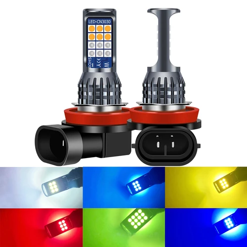 Imagen 1 del producto 2 uds dos colores Super brillante H11 H8 HB3 HB4 9006 9005 H16JP bombillas Led antiniebla amarillo blanco azul rojo verde limón púrpura 12V 24V