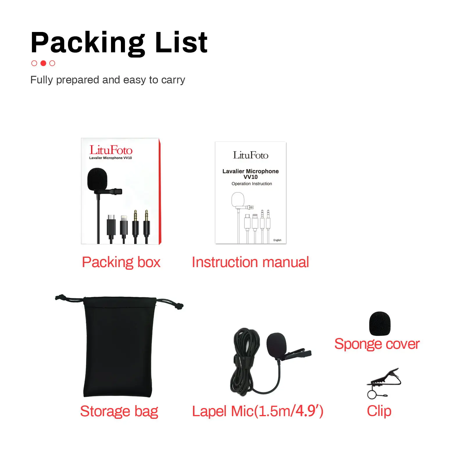 Litufoto-VV10 1,5 m/3,5mm Interface Elektret-kondensator-mikrofon Revers Clip-auf Pc/Telefon/kamera Mic Für Iphone Laptop Computer