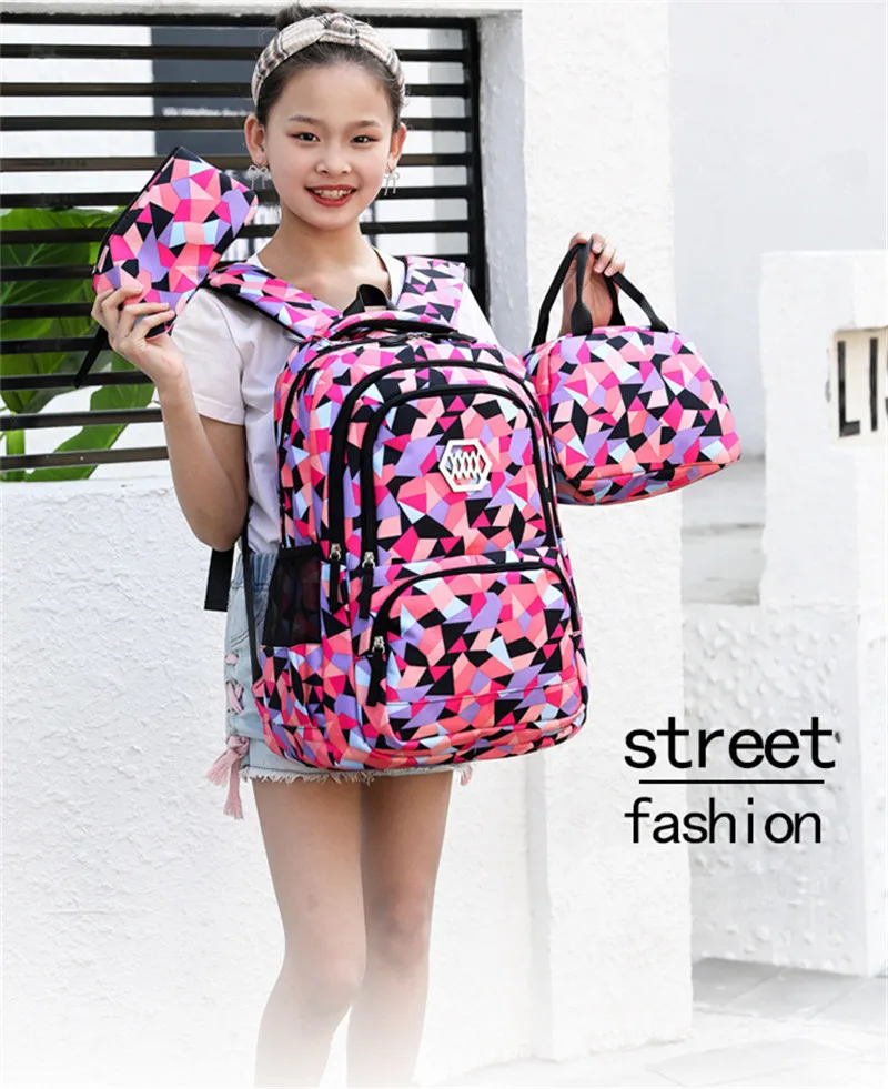 Zaino Per Bambini In Nylon A Blocchi Di Colore Con Grande Capacà E Molte Tasche, Borsa Per Corsi Supplementari, Astuccio Per Mate 4 Pezzi/set | SHEIN ALIA