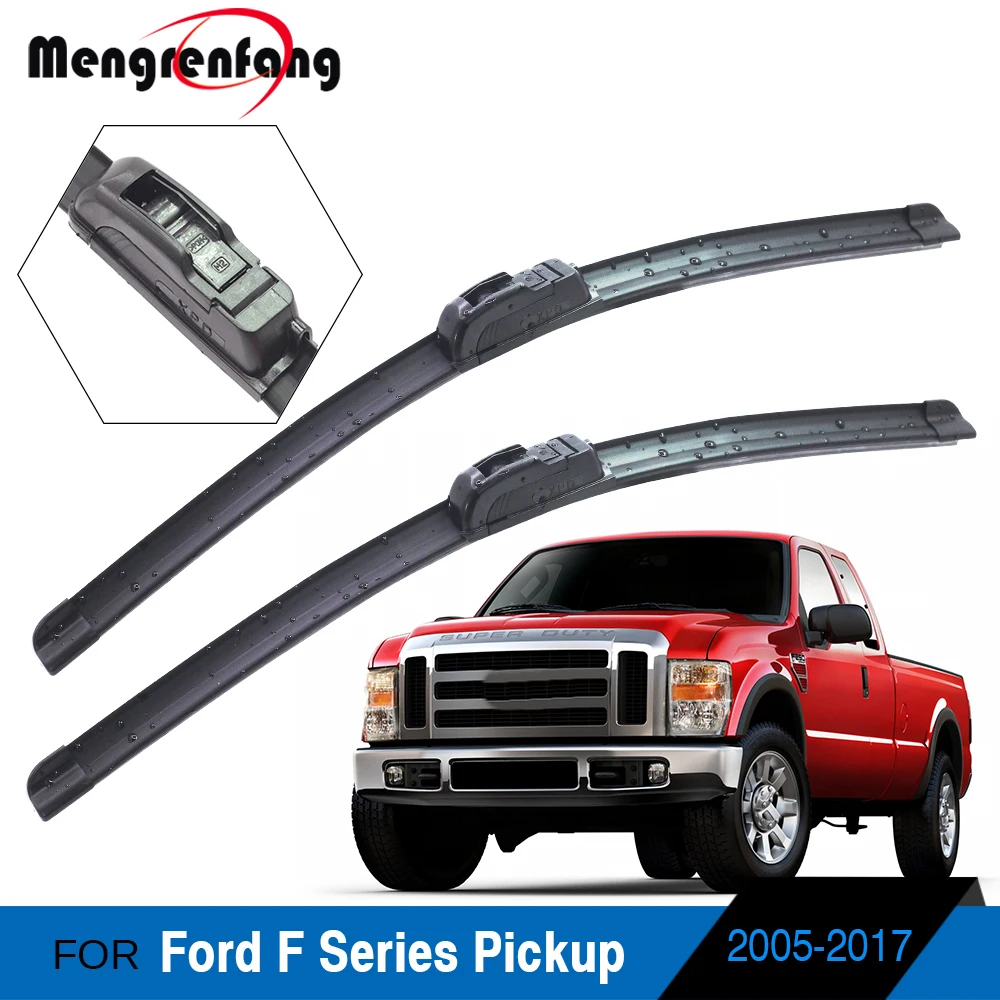 

For Ford F Series F150 F250 F350 F450 F550 2005-2017 Car Front Windscreen Wiper Blades Soft Rubber Wiper J Hook Arms 2 Pieces