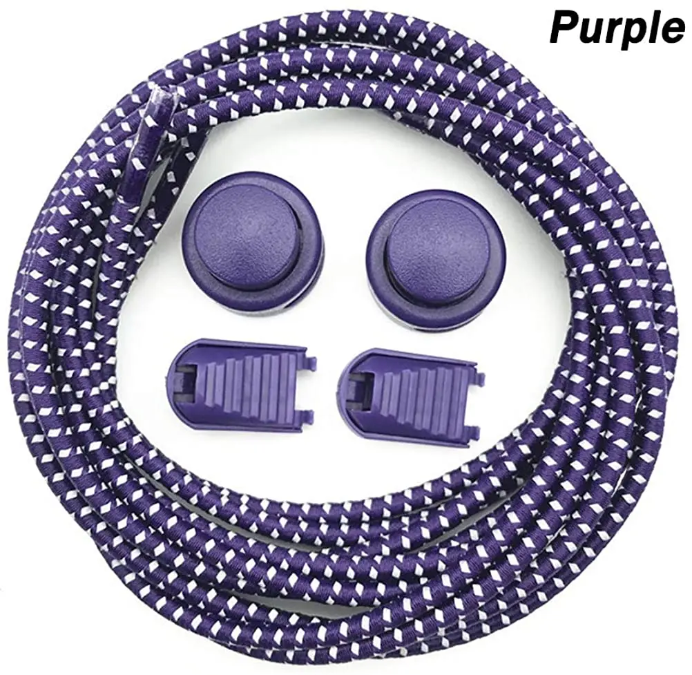 1Pair Colored Dots Round Shoelaces Elastic Plastic Lock Hiking Sport No Tie Shoelace Adult Children Shoe Accessories Rubber Band