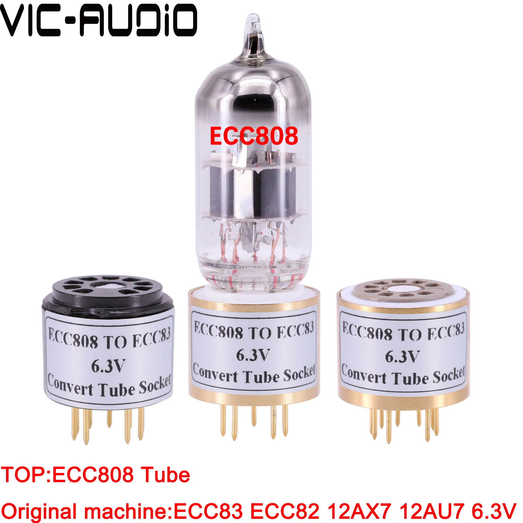 1PC ECC808 ECC83 ECC82 12AX7 12AU7 12AT7 6.3V หลอดสูญญากาศเครื่องขยายเสียงวินเทจ DIY HIFI Audio หลอดสูญญากาศอะแดปเตอร์เต้าเสียบ converter