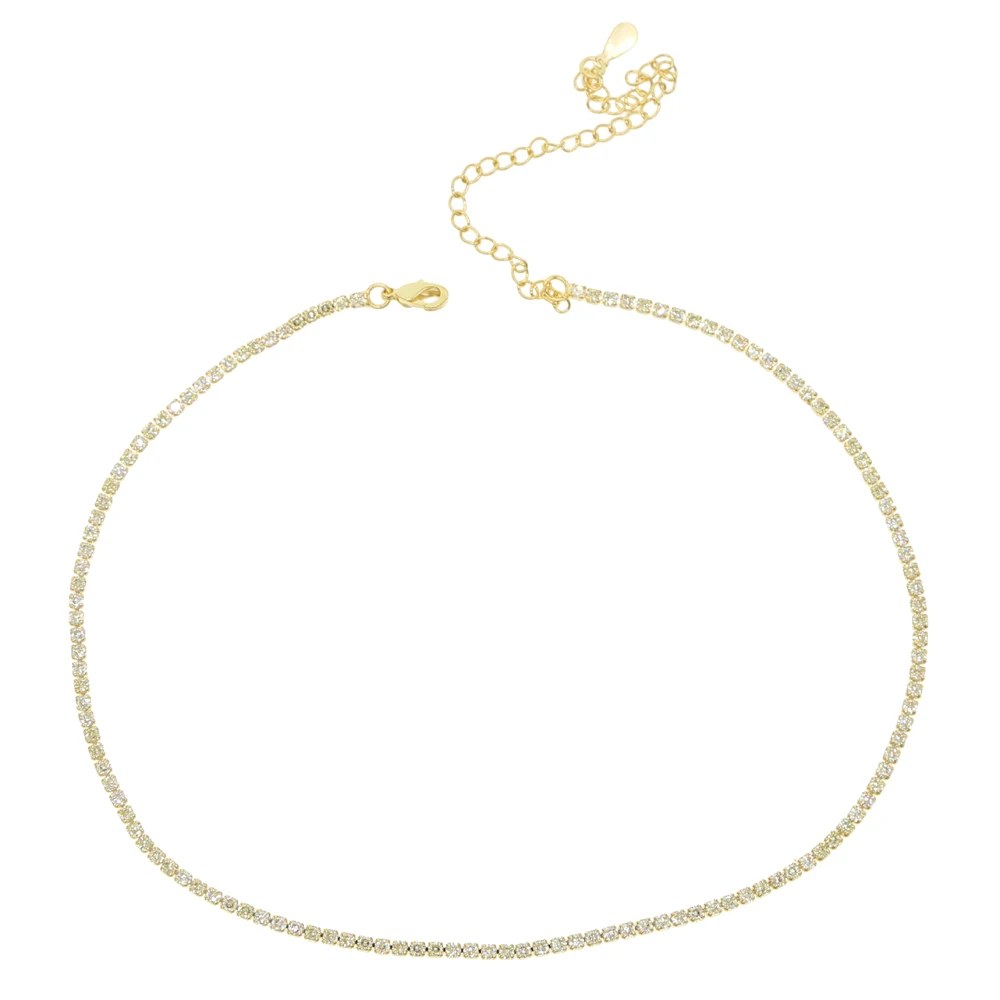 Clear Cz Tennis Chain Choker Ketting Dunne Ketting Goud Kleur Hoge Kwaliteit Vrouwen Lady Fashion Trendy Chockers - afbeelding 1