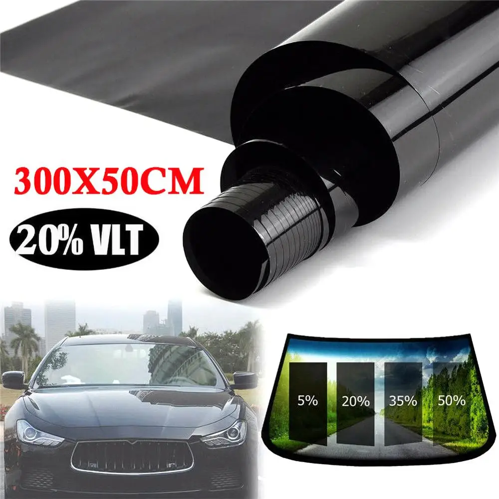 300x50cm Black Car Window Foils Tint Tinting Film Roll Car Auto Home Window Glass Summer Solar UV Protector Sticker Films