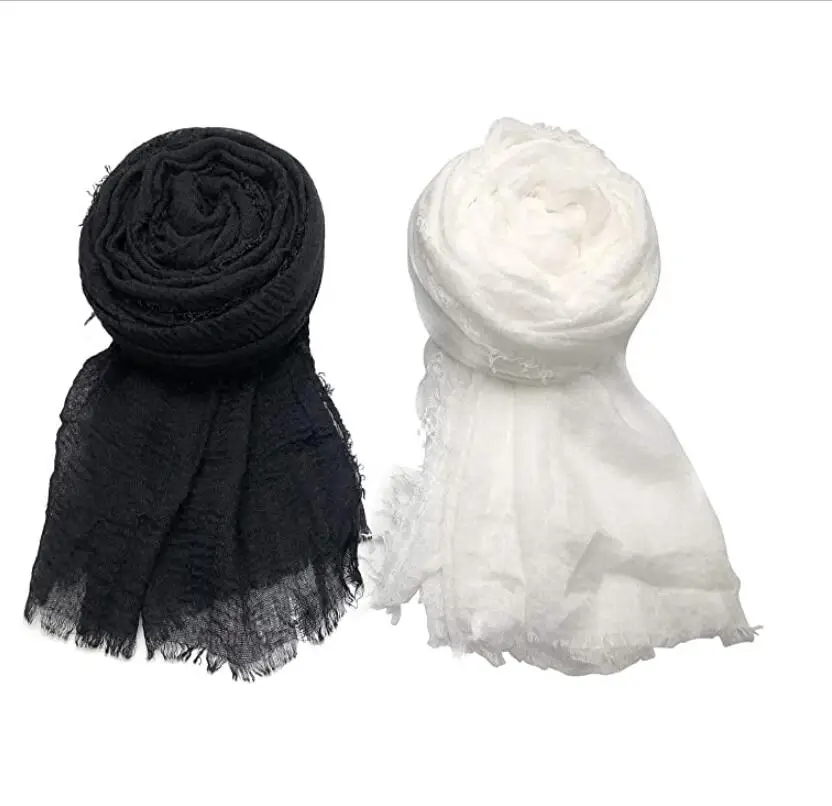 3 PCS Women Soft Scarf Shawl Long Scarf, Scarf and Wrap, Big Head Scarf (Black, White Dark, Gray)