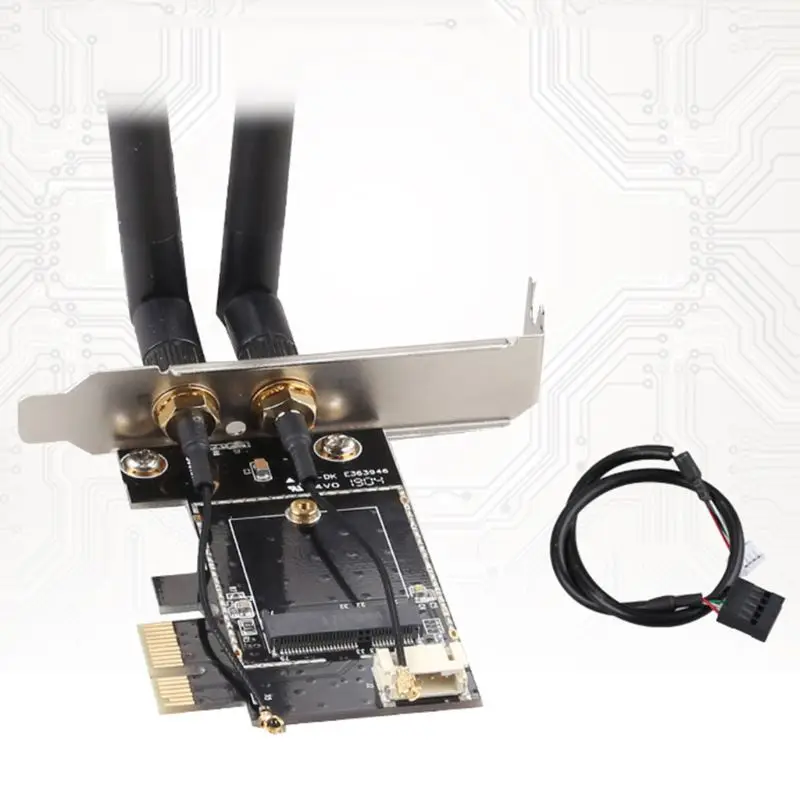 Kartu Nirkabel Ke PciE-1X Ke Ngff-ekey PCIE Laptop Pc WIFI Adaptor Kartu WLAN Papan Adaptor Antena Ganda