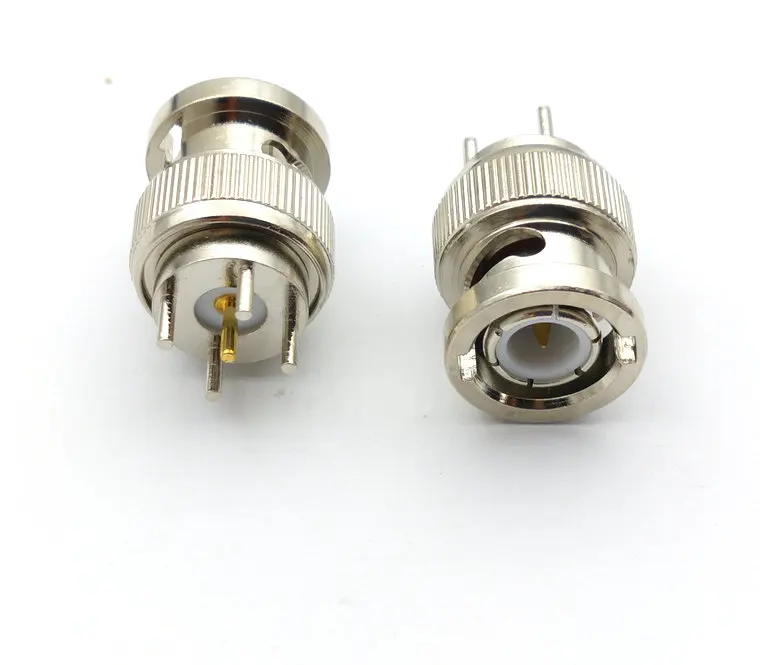 brass BNC Plug male Thru Hole Vertical PCB Mount Solder RF adapter