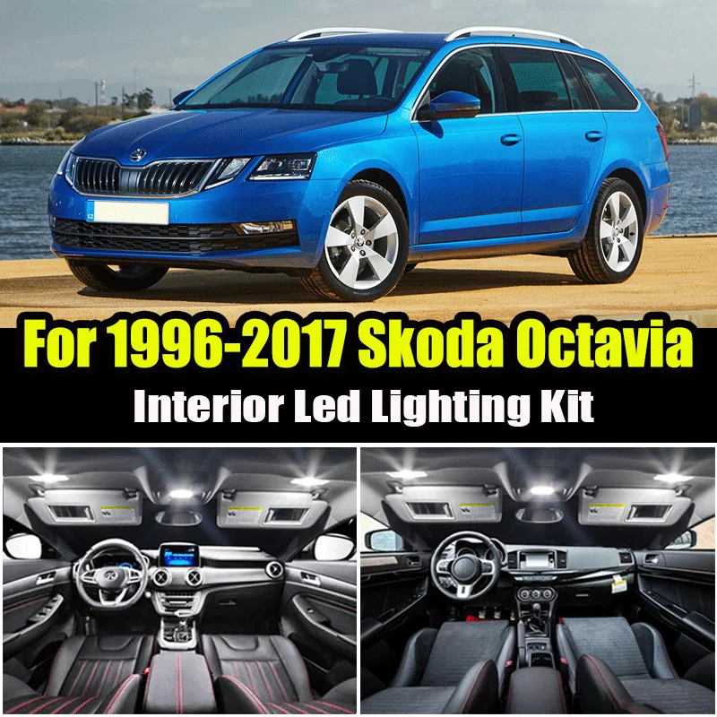 For 1996-2017 Skoda for Octavia 1 2 3 MK1 MK2 MK3 Sedan Combi  White Canbus LED Lamp Interior Dome Map Lights Bulb Kit