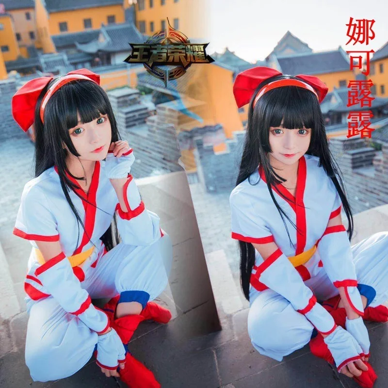 Glory king lol snk samurai spirits nako ruru kimono game cosplay costume/black Halloween party role play in wig