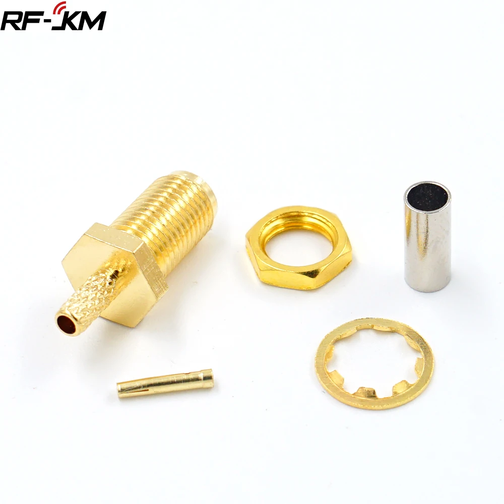 10PCS SMA Female Jack Or RP-SMA female (Male Pin) Plug Center Nut Bulkhead Crimp RG174 RG316 RG316D RG179 LMR100 RF Connector