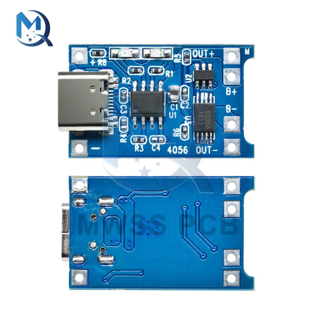 Placa de carga de batería de litio, funciones duales con protección de módulo de carga, piezas Micro USB 18650 TC4056A, 1-10 TYPE-C, 5V, 1A, TP4056