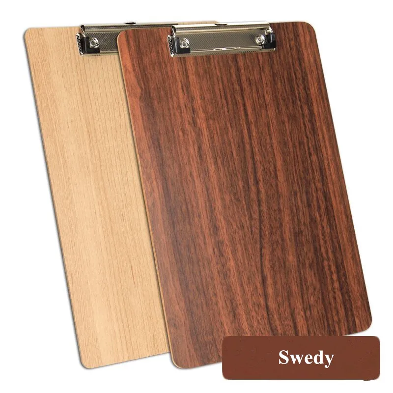 A5 Wooden Paper Clipboard Low Profile Metal Clip File Holder For Nurse Hardboard Writing Board Menu Holder Board