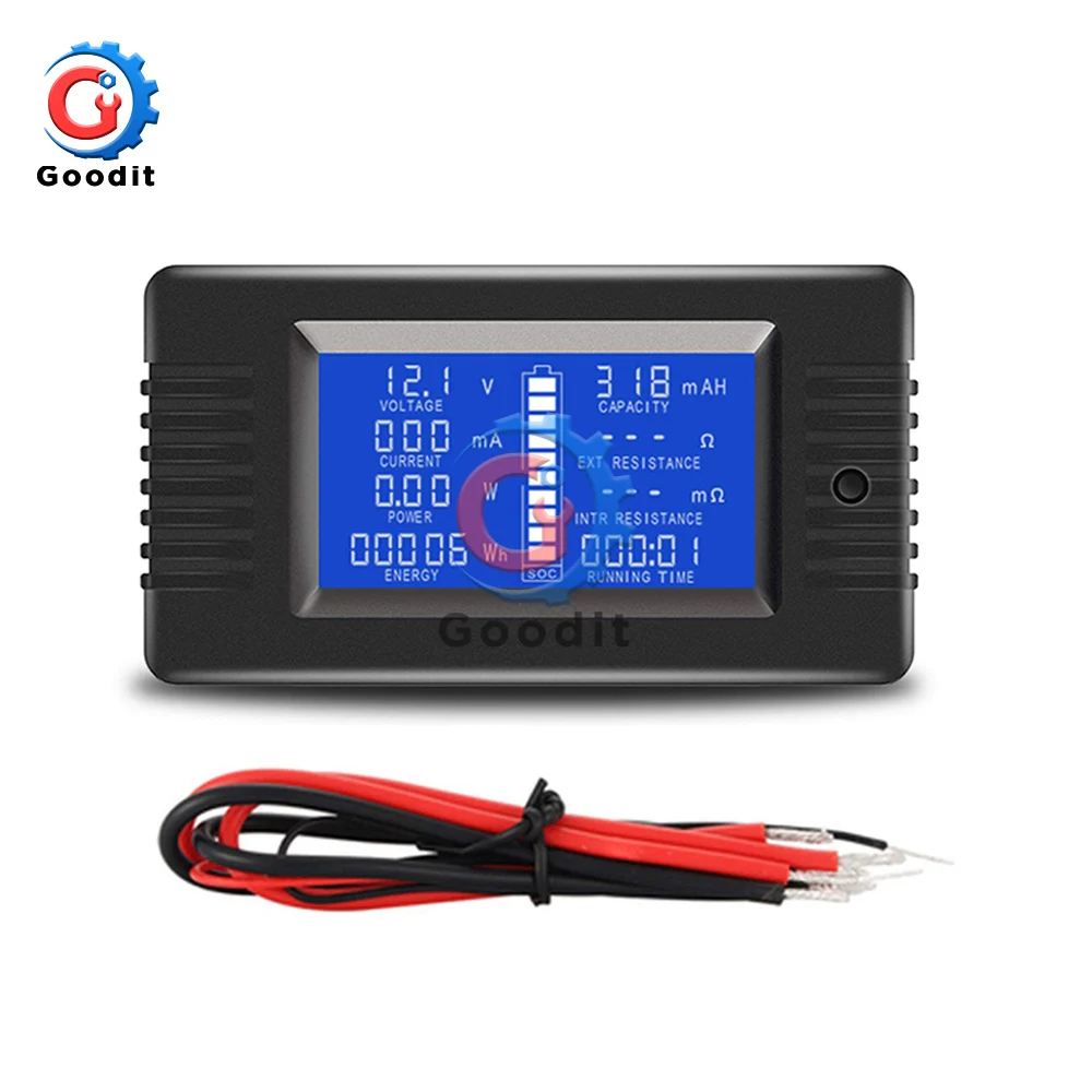 Digital DC 0-200V 50A Multifunction Voltage Current Car Battery Tester Capacity resistance electricity Voltage Meter monitor