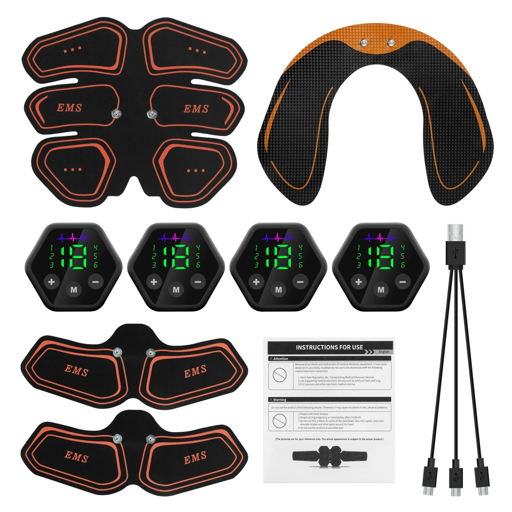 Estimulador muscular USB/batería EMS, entrenador de cadera Abdominal, pantalla LCD, tóner, entrenamiento físico Abs, gimnasio en casa, pérdida de