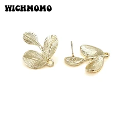 New 24*21mm 6pcs High Quality Zinc Alloy Leaves Saplings Shape Earring Base Connectors for DIY Earring Jewelry Accessories