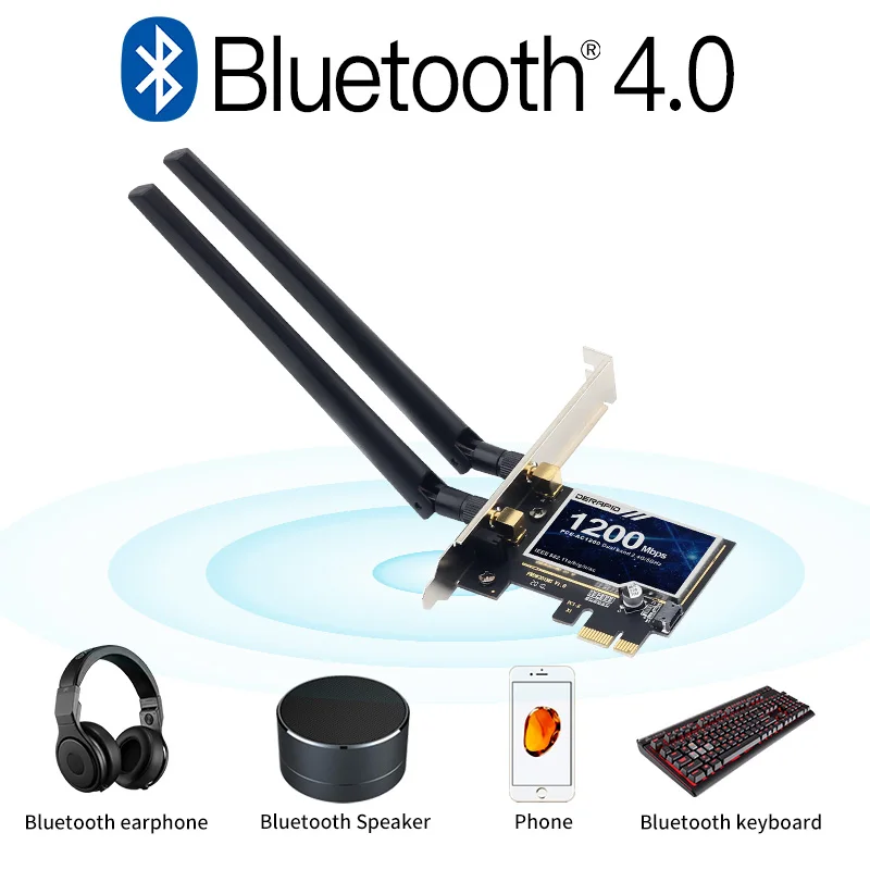 1200Mbps Wireless PCI-e Adapter 802.11ac Bluetooth 4.0 WiFi Wlan Card 2.4G/5GHz Desktop Wifi PCI Express Adapter For Win 7 10 11