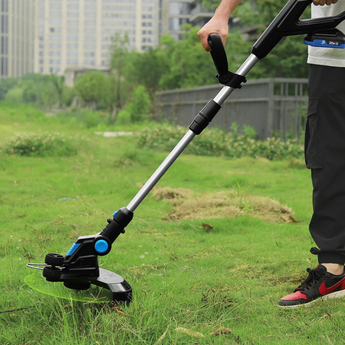 20V Electric Grass Trimmer Cordless Lawn Mower 12in Auto Release String Cutter Pruning Garden Tools Li-ion Battery By PROSTORMER