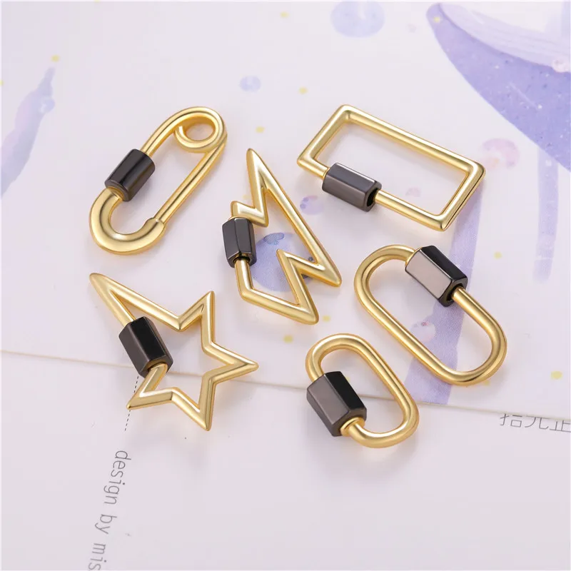 JUYA 5 Pcs New Spiral Screw Clasps For Jewelry Making Copper Charm Necklace Pendants Connectors DIY Handmade Jewelry Accessories
