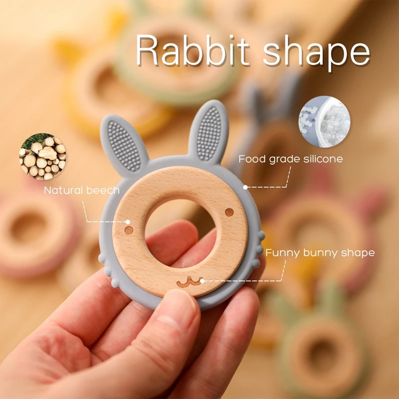 Let's Make New Animal Series Baby Oral Care Products 1Pcs Rabbit Beech Teether BPA-Free Food Grade Silicone Teeth Toys For Kids