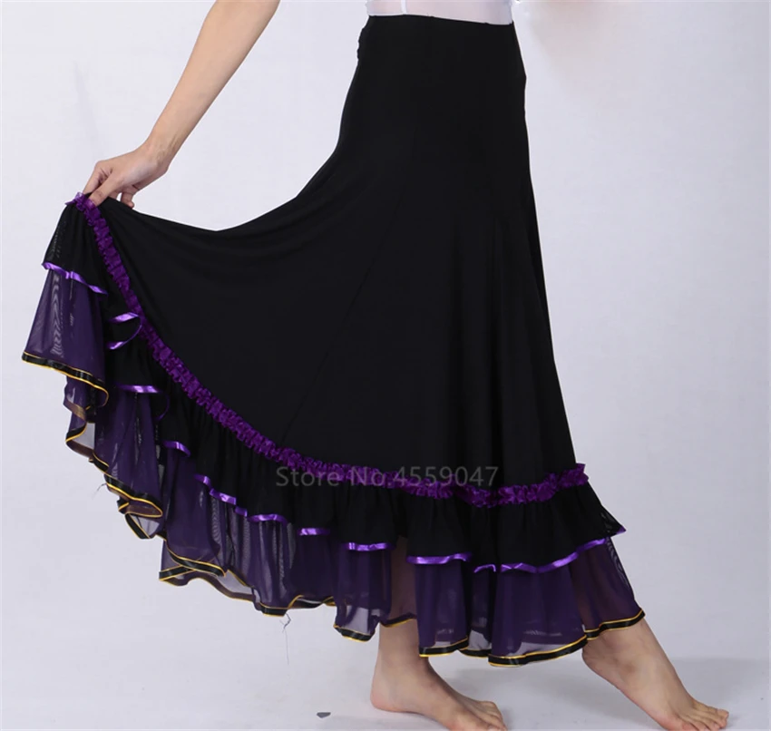 Flamenco Dance Layered Big Swing Skirt Spanish Gypsy Modern Dancing Dress Performance Costume for Women Vestido Classic Ballroom