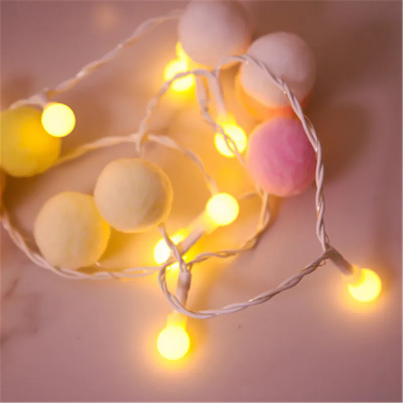 Guirlande lumineuse en boule de coton à LED, guirlande de lumières féeriques pour noël, vacances en plein air, fête de mariage, lit de bébé, chaîne de lampe, décoration