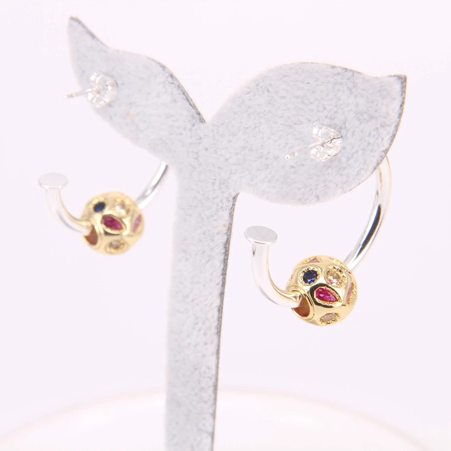 أقراط كريول كلاسيكية على طراز TS مع خرزة زركون ملونة يمكنك صنعها بنفسك، هدية مجوهرات أوروبية حقيقية للنساء TS