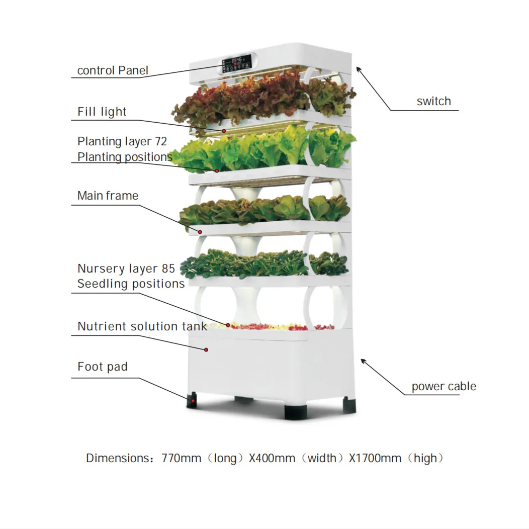 Indoor NFT Growing System Smart Hydroponic Planter with Led Light for Lettuce Leaf Vegetable