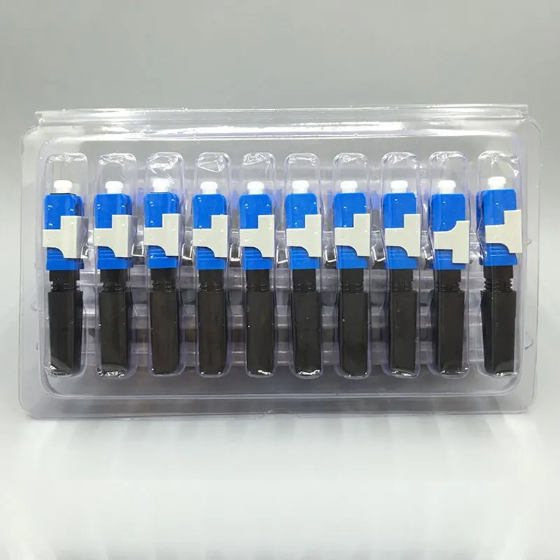 100PCS SC UPC Fiber Optic Fast Connector  Blue SC FAST Fiber FTTH Single Mode Quick Connector SC UPC Adapter