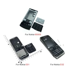 For Nokia 6500S E51 E52 6700c Housing Cover Battery Back Cover English Complete front Keyboard Case black silver