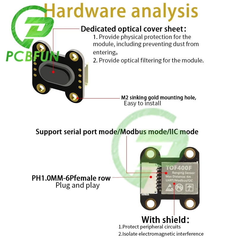 TOF400F TOF200F TOF050F 50CM 2M 4M moduł pomiaru odległości lasera MODBUS IIC Port szeregowy dla Arduino dla Raspberry Pi