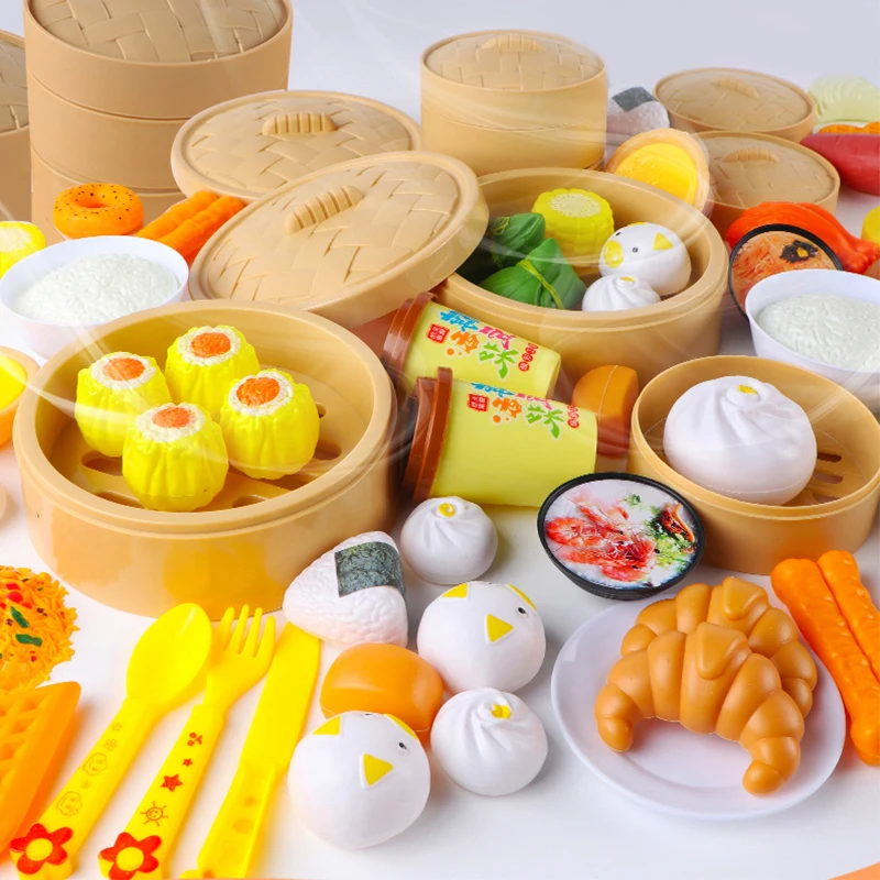 Simulation Steamer Tableware Kitchen Toys Educational Toys Chinese And Western Food Mini Play House Kitchen Set Toys For Girls