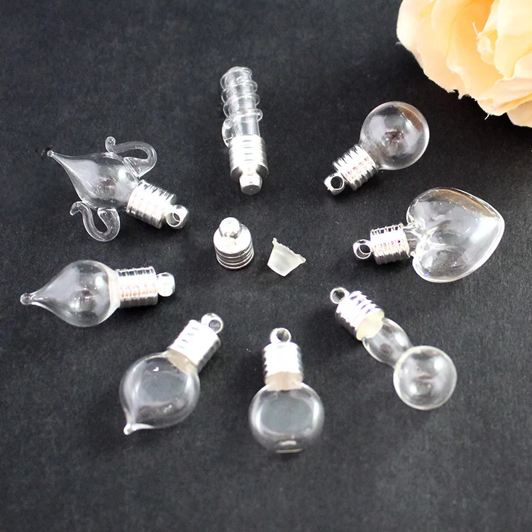 10PCS 6MM Name on Rice Glass Vial Pendant Rice Vial Necklace Pendant Wish Bottle Charms Glass Locket Charms Keepsake Pendant