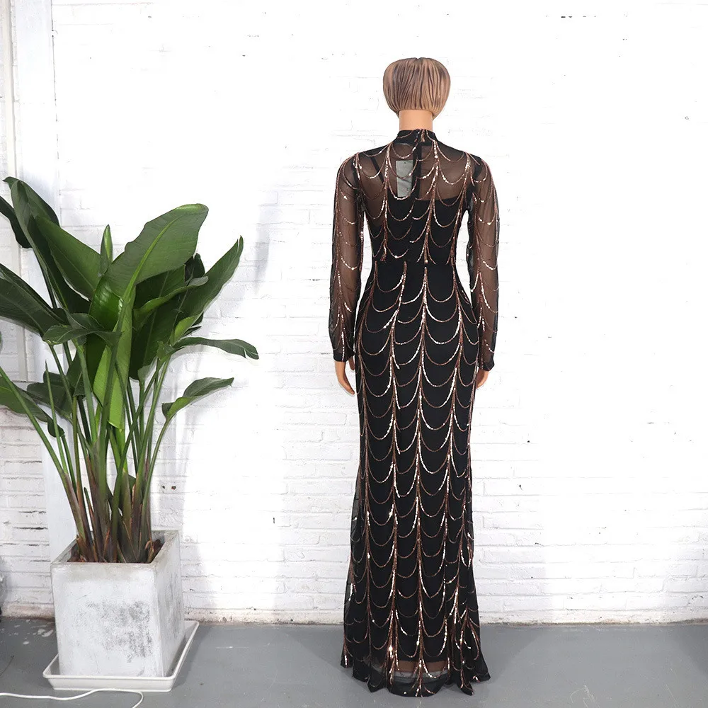 المرأة الأفريقية الترتر حفلة حورية البحر فستان Bodycon ماكسي رداء النيجيري منظور ذيل السمكة فساتين طويلة مساء فستان حفلات الملابس