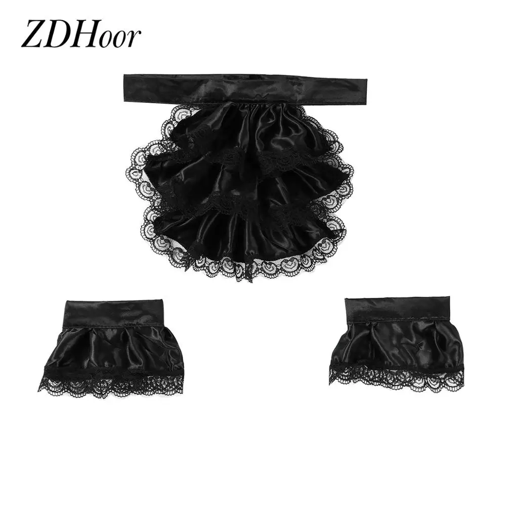 Kids Adults Colonial Pirate Costumes Fancy Cosplay Lace Jabot Collar with Cuffs Set Clubwear Exotic Vampire Apparel Accessories