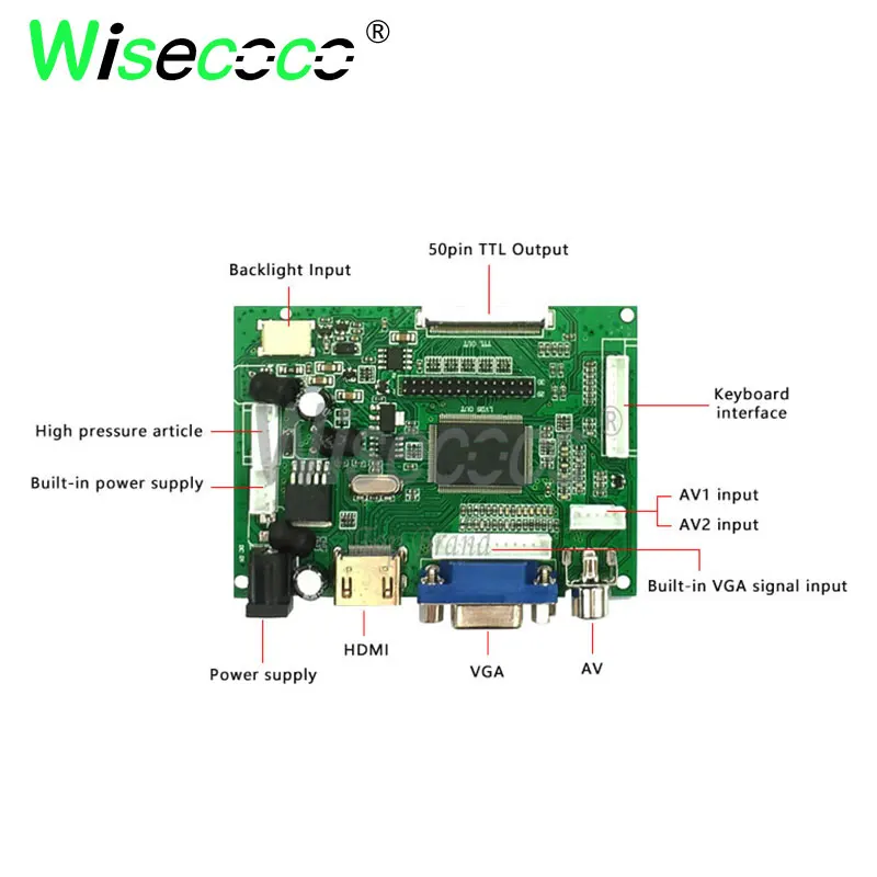 Wisecoco 50 pinów z wejście AV płyta sterownicza VGA nadaje się do ekranu AT090TN10 AT090TN12