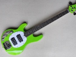 4 Strings Left Hand Green Electric Bass with Active Circuit,Rosewood Fretboard,Providing Customized Service