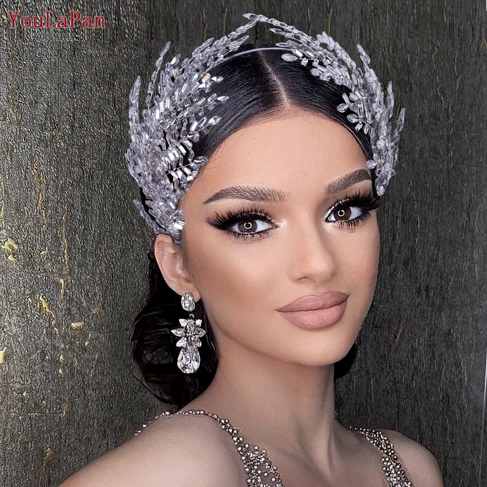 Youlapan HP383 Silver Crystal Bridal Haaraccessoires Vrouwen Rhinestone Hoofdband Bruiloft Haar Sieraden Bruid Kroon Haar Tiara