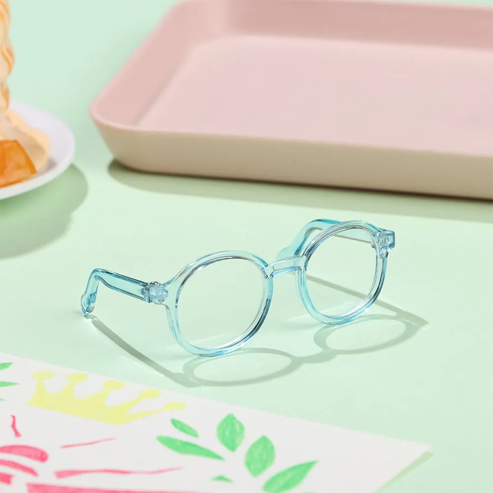 Colorful Mini Round Frame Glasses Eyewear Clear Lens Candy Color Eyeglasses Style For Bjd Blythe Plush Doll Accessory Gift