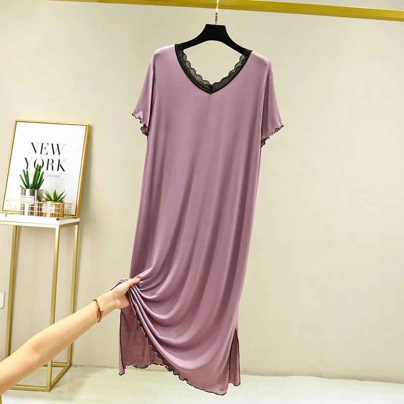 2023 New Spring Summer Cotton Nightgown Women Nightdress Sleepwear Short Sleeve Night Midi Dress Female Nighties Nightwear