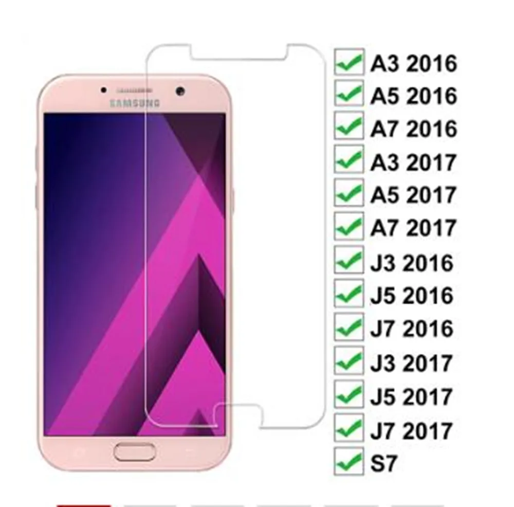 9D Full Protection Glass the For Samsung Galaxy A3 A5 A7 J3 J5 J7 2017 2016 S7 Safety Tempered Screen Protector Glass Film Case