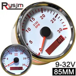 Diesel Engine Car Tachometer RPM Gauge Hour Meter REV Counter 3000RPM With Digital Hourmeter LCD Hourmeter Marine Red customized