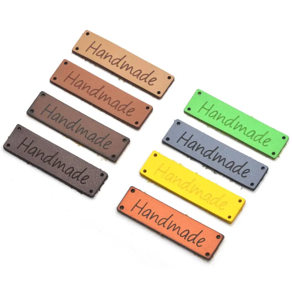 20pcs Handmade Label Tags Clothes Garment Leather Labels Hand Made Tags Jeans Bag Shoes DIY Sewing Supplies knitting Accessories