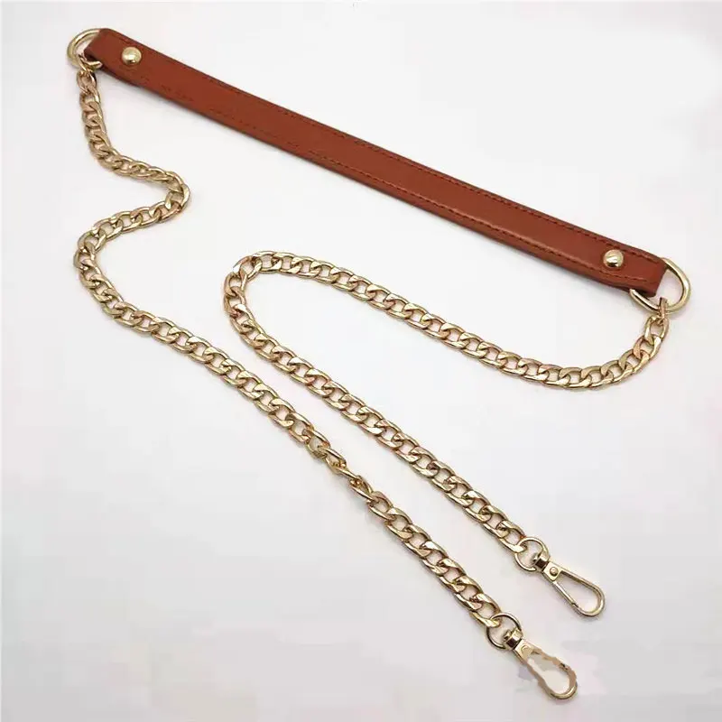 120cm PU Leather Gold Metal Chain Shoulder Bag Strap Buckle Handle DIY Repalcement Solid Handbag Bag Accessories Correa Bolso