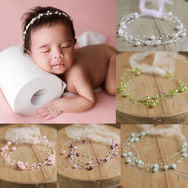 1pc Cute Newborn Photography Prop Baby Pearl Headband Princess Baby Girls Headdress  Infants Studio Photo Shooting Accessories