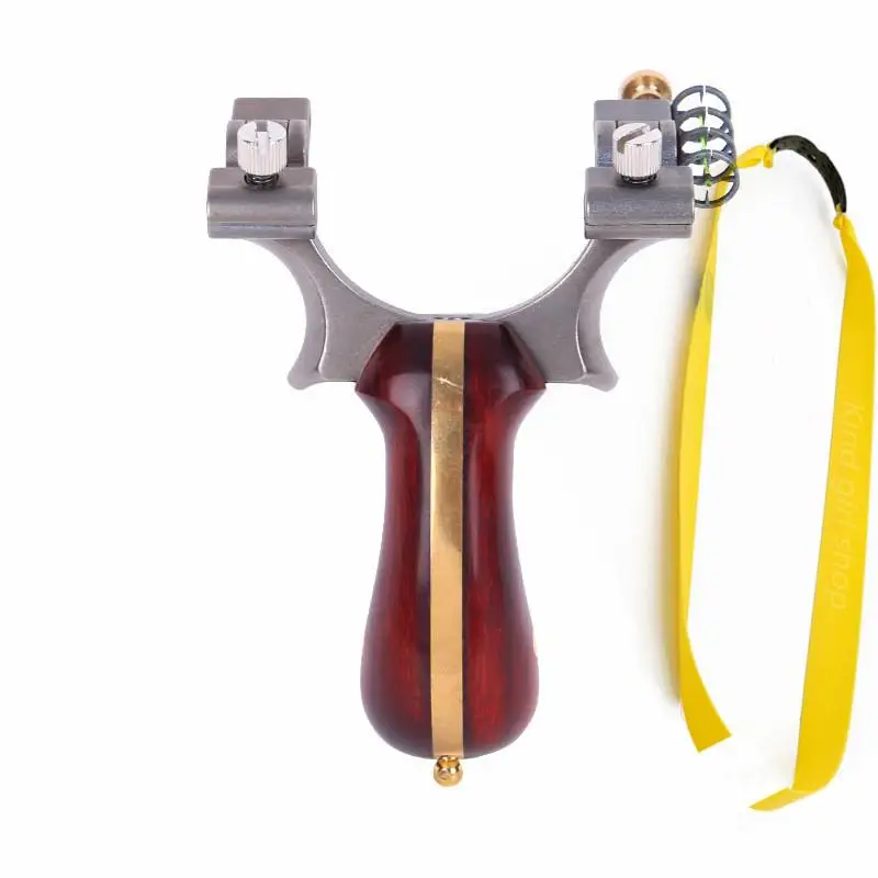 Outdoor Hunting Shooting Catapult  Material is Titanium alloy +red sandal Wood+ brass/using Flat Rubber Band Fast bow Slingshot