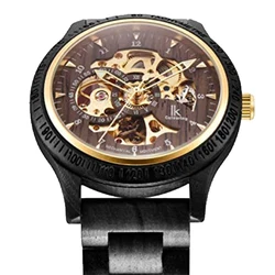 IK Colouring Natural Sandalwood Men's Automatic Self-Winding Watch Mechanical Waterproof Male Clock