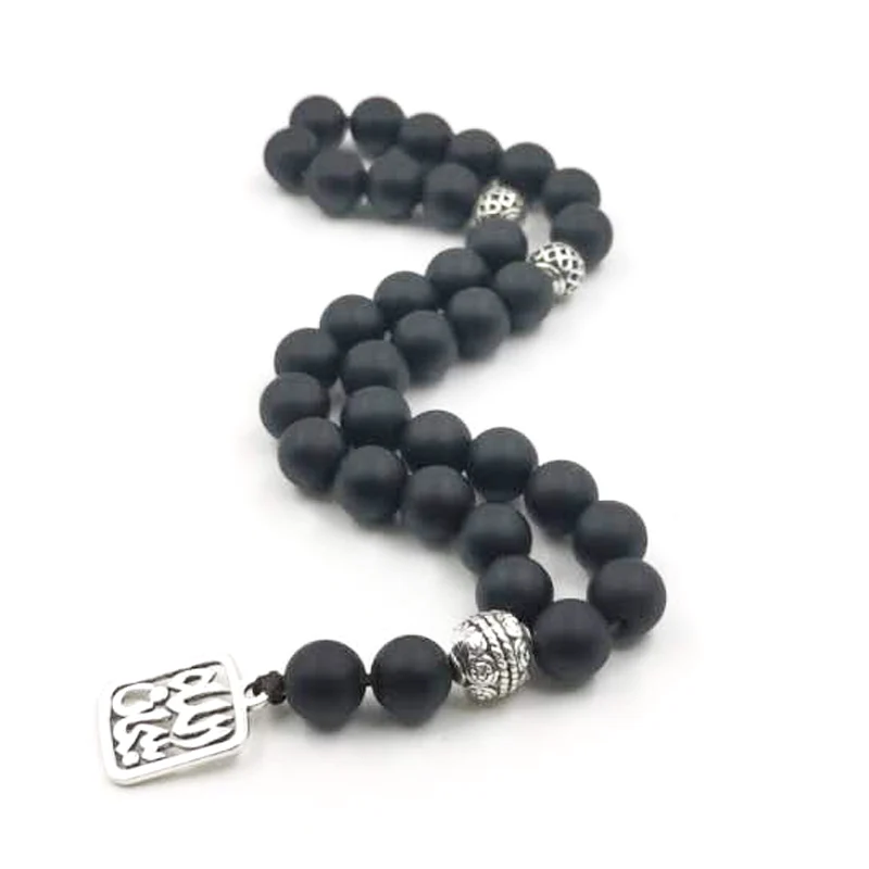 Uomo Frosted agate Tasbih Nuovo stile Nero di pietra branelli di preghiera Musulmani 33 66 99Misbaha rosario regalo Islamico