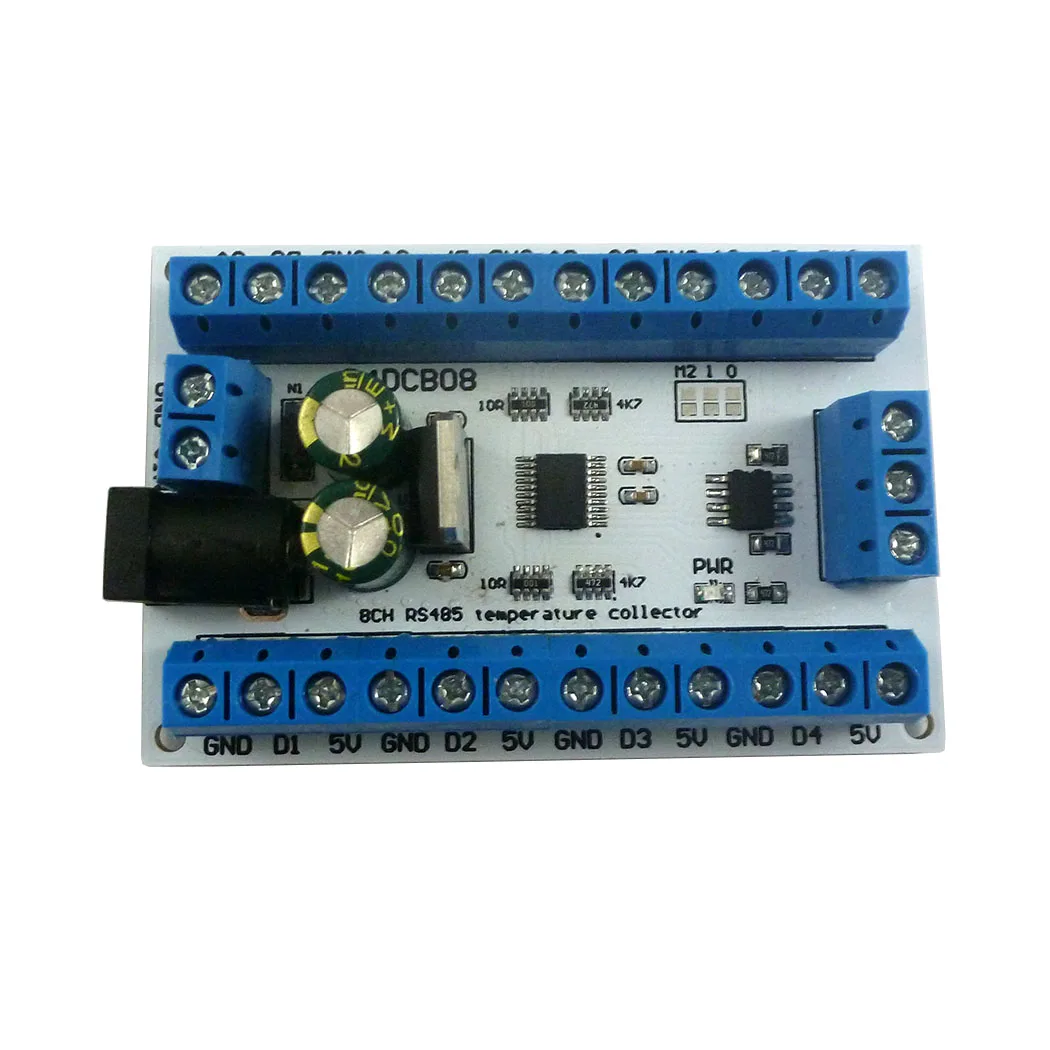 The RS485 Temperature Sensor Remote Acquisition Monitor Digital Thermometer Module PLC Configuration of 8 CH DC 12V DS18B20